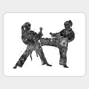 Taekwondo girl black and white Magnet